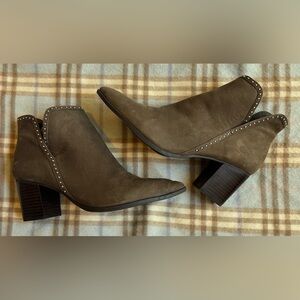 Sole Society Suede Studded Brown Ankle Boots